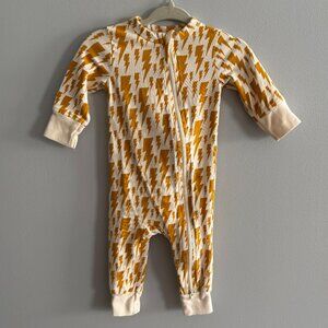 Pink Chicken Organic Lighting Bolt Zippie Romper GUC 0-3M
